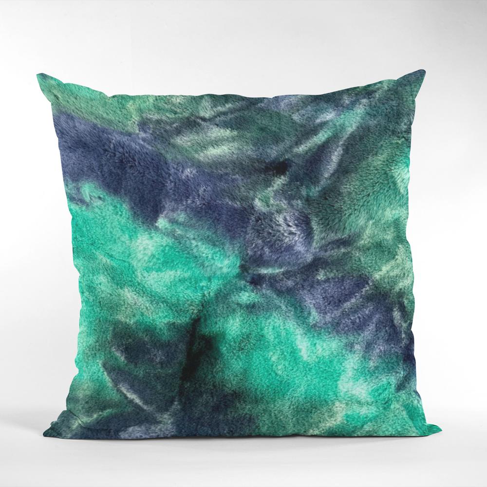 Plutus Green Blue Northern Lights Animal Faux Fur Luxury Throw Pillow, Double sided  12" x 20". Picture 2