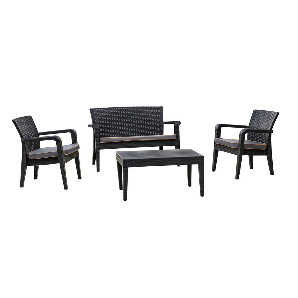 Alaska 4 Piece, Seating Set with Cushions-Anthracite. Picture 1