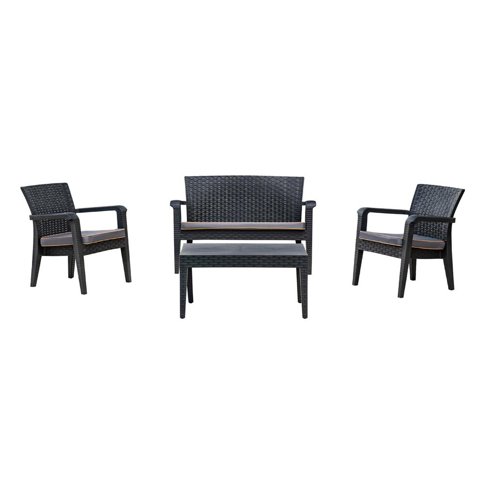 Alaska 4 Piece, Seating Set with Cushions-Anthracite. Picture 2