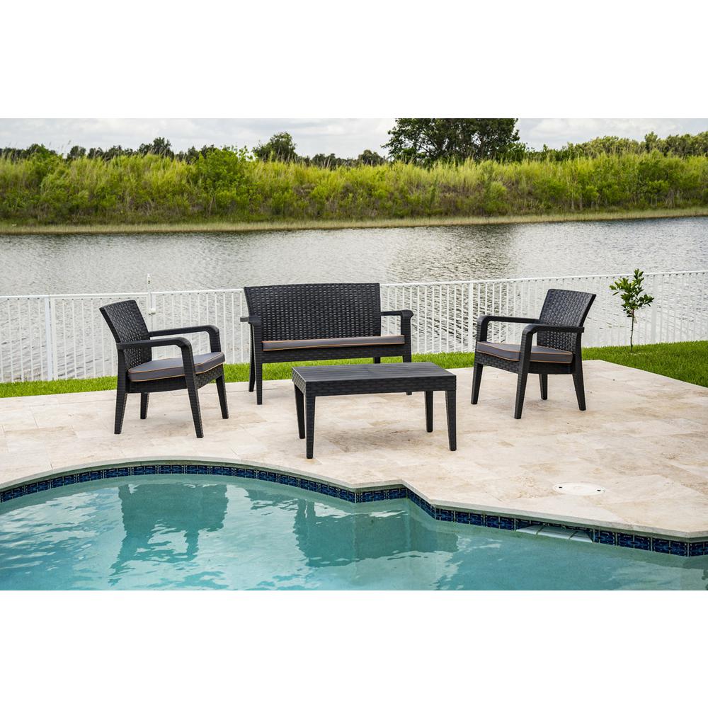 Alaska 4 Piece, Seating Set with Cushions-Anthracite. Picture 4