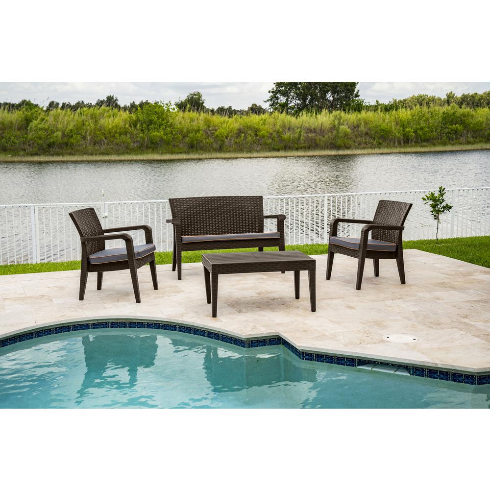 Alaska, 4 Piece Seating Set with Cushions-Brown. Picture 2