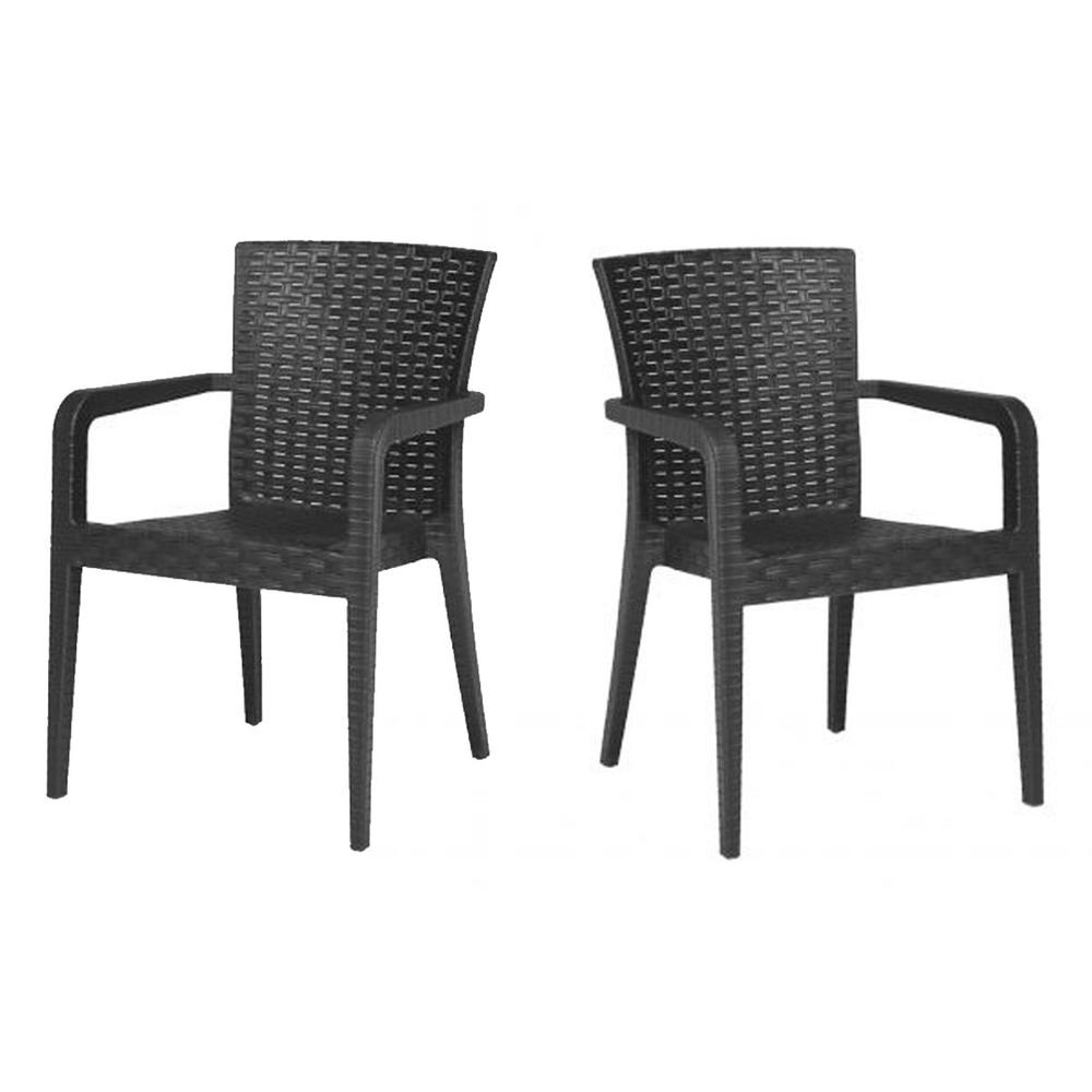 Alberta Set of 2 Stackable Armchair-Anthracite. Picture 1