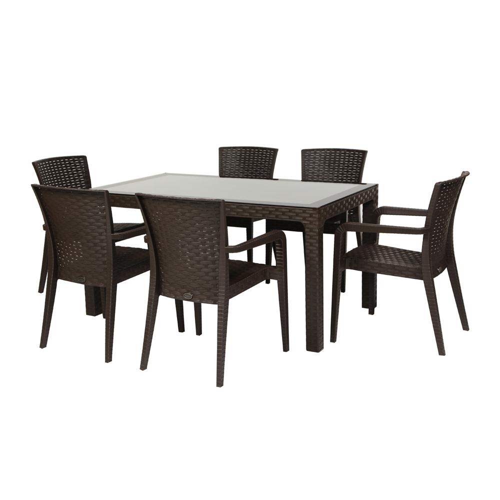 Alberta 7-Piece Dining Set-Brown. Picture 1