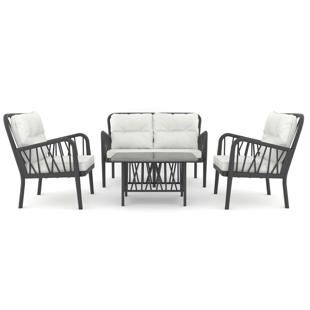 Gala 4 Pc Seating Set w/cushion-Anthracite. Picture 2