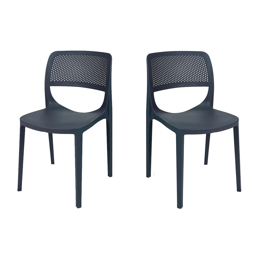 Mila Set of 4 Stackable Side Chair-Anthracite. Picture 1