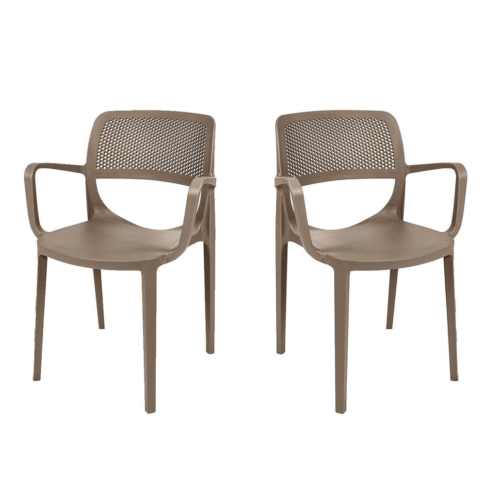 Mila Set of 4 Stackable Armchair-Cappuccino. Picture 1