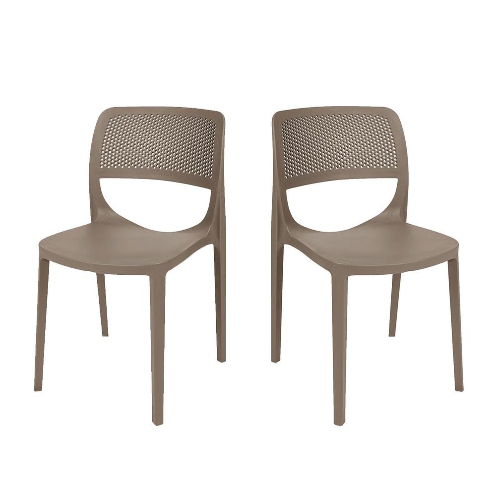 Mila Set of 4 Stackable Side Chair-Cappuccino. Picture 1