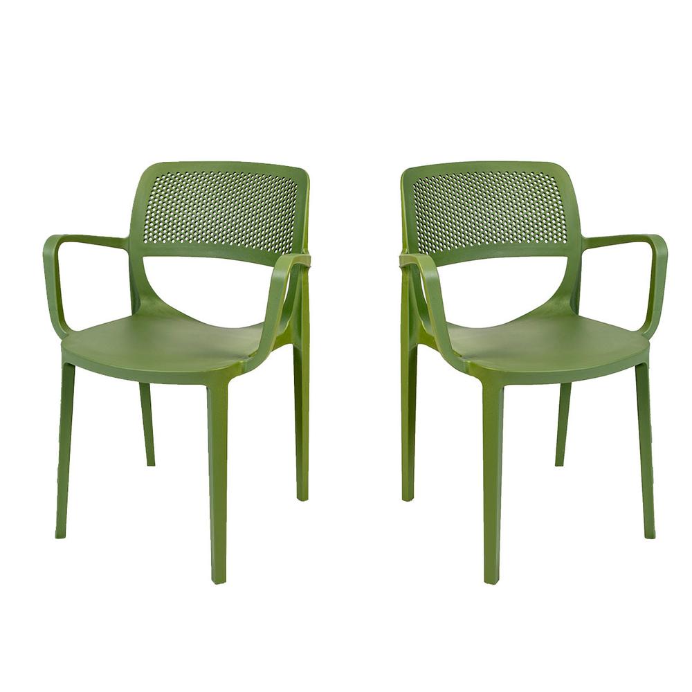 Mila Set of 4 Stackable Armchair-Green. Picture 1