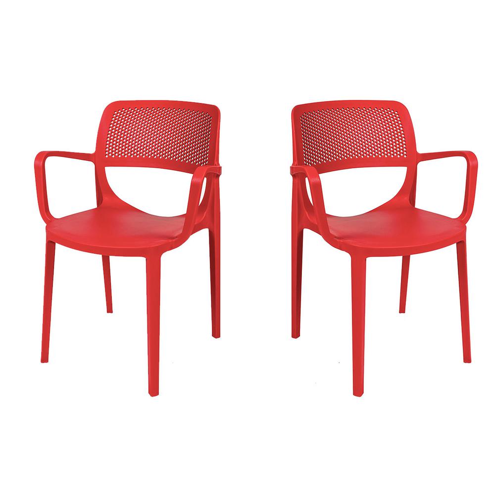 Mila Set of 4 Stackable Armchair-Red. Picture 1