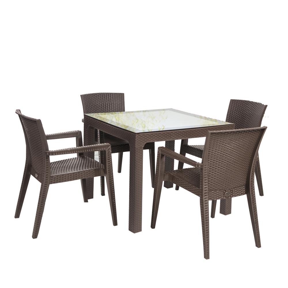 Montana 5-Piece Dining Set-Brown. Picture 1