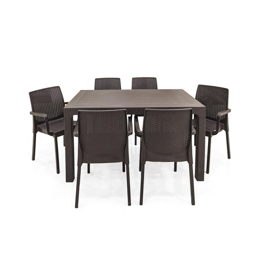 Napoli 7-Piece Dining Set-Brown. Picture 1