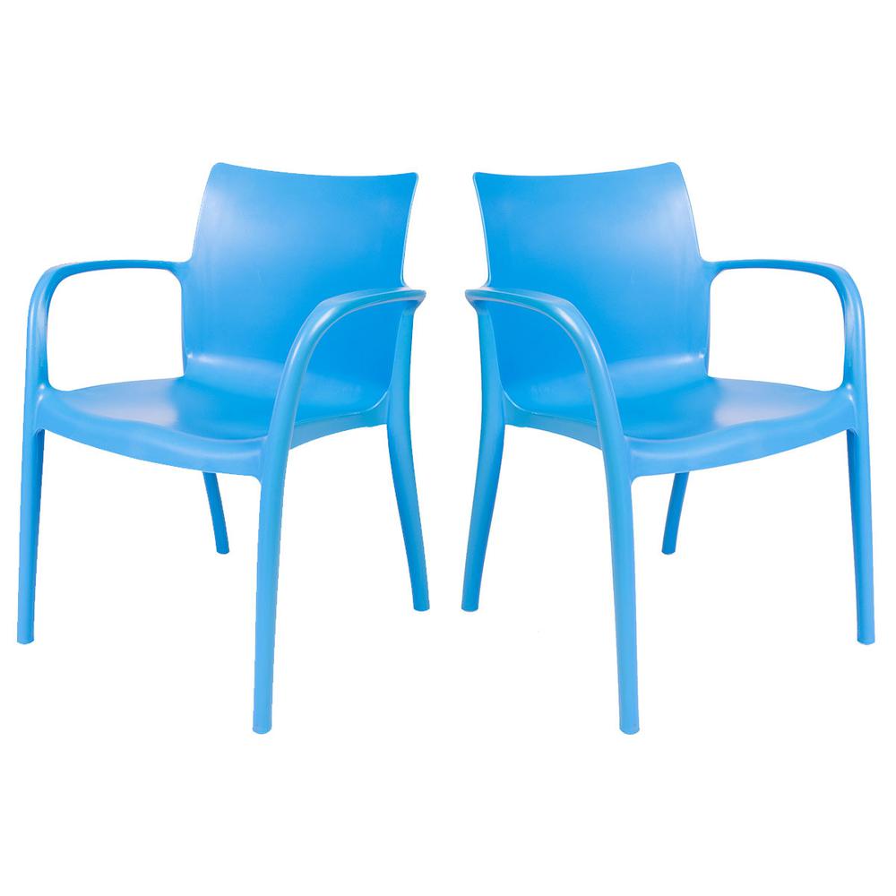 Pedro Set of 4 Stackable Armchair-Blue. Picture 1
