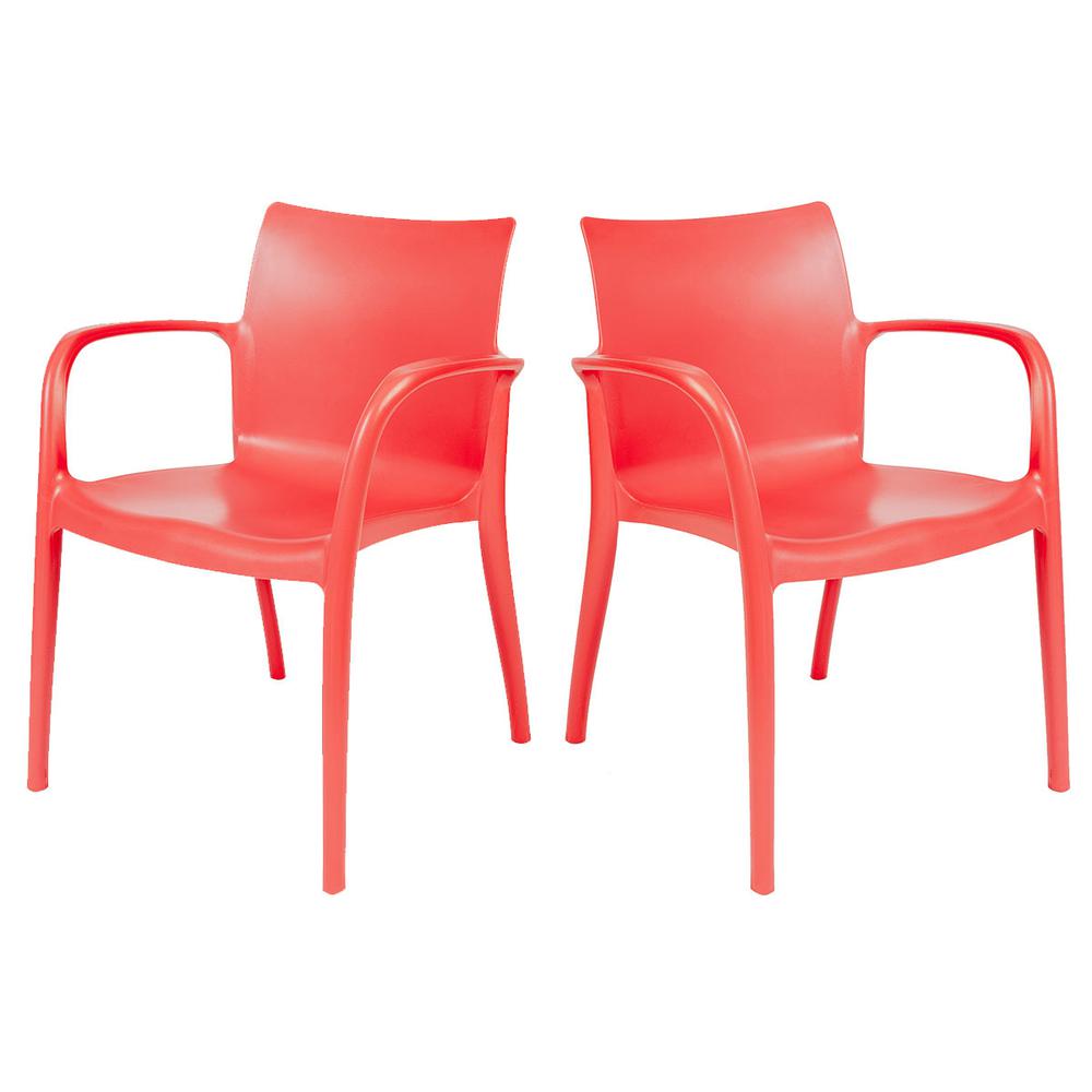 Pedro Set of 4 Stackable Armchair-Red. Picture 1