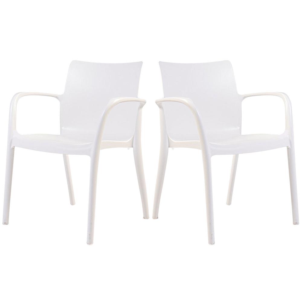 Pedro Set of 4 Stackable Armchair-White. Picture 1