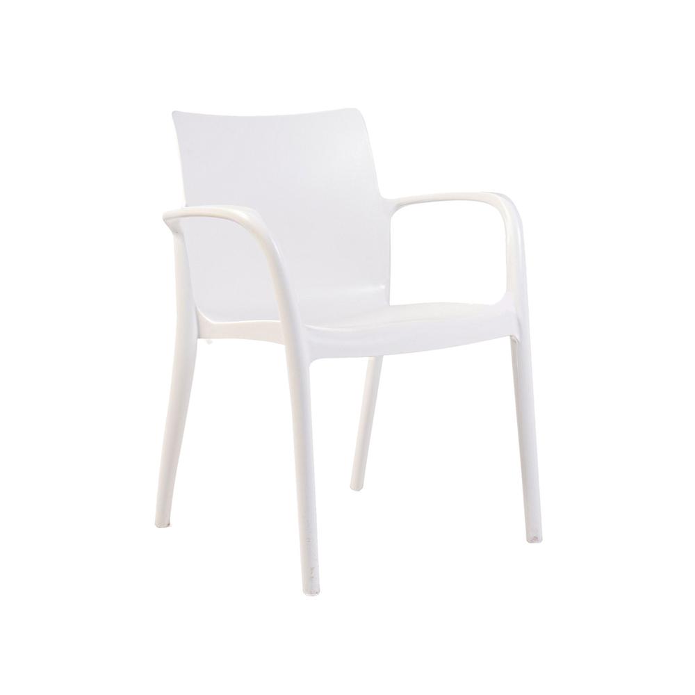Pedro Set of 4 Stackable Armchair-White. Picture 2