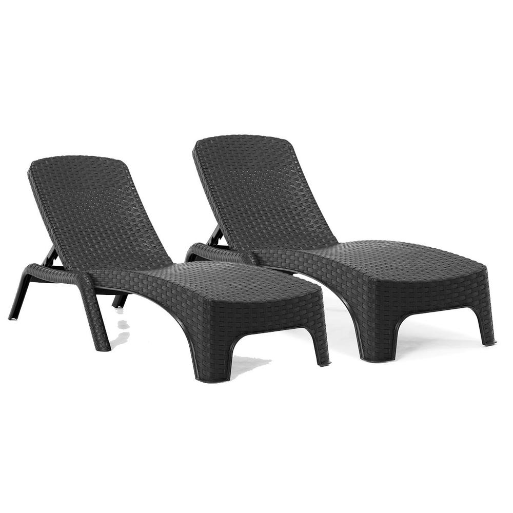 Roma Set of 2 Chaise Lounger-Anthracite. Picture 1