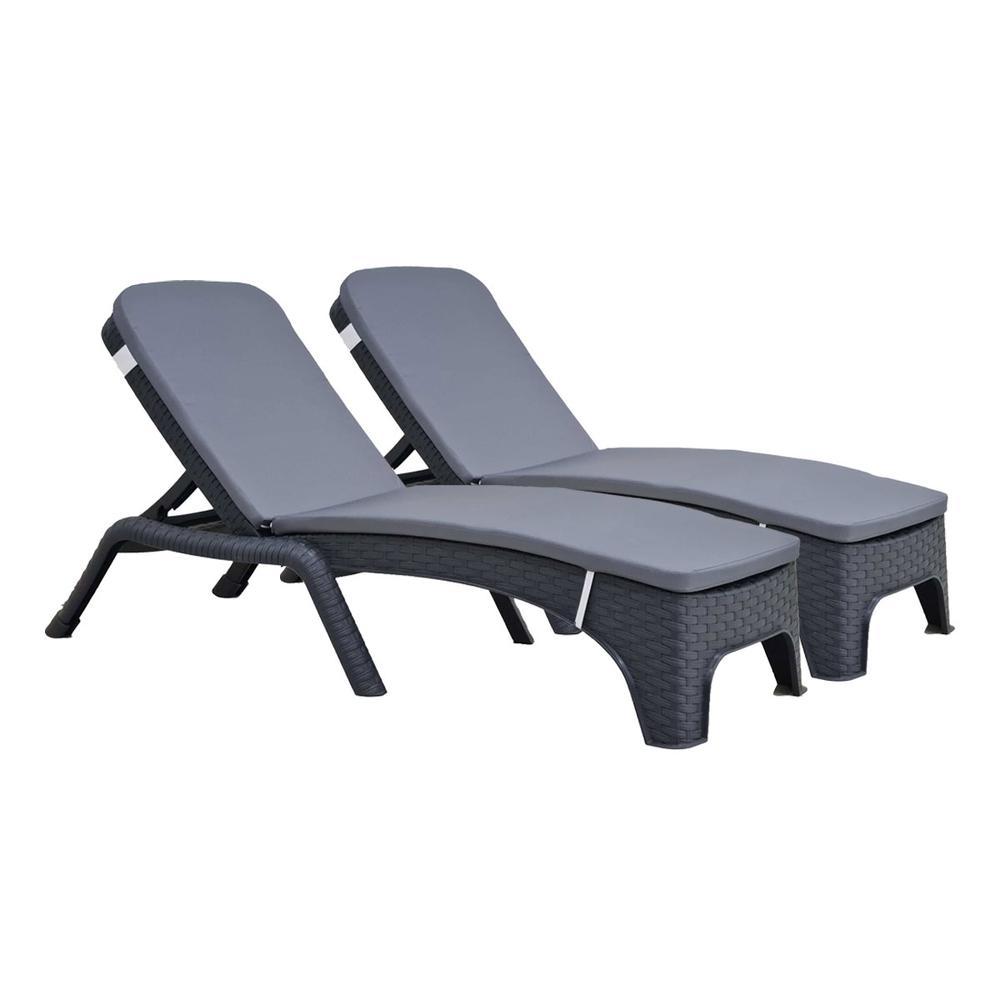 Roma Set of 2 Chaise Lounger w/cushion Anthracite. Picture 1