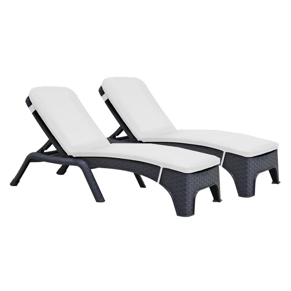 Roma Set of 2 Chaise Lounger w/cushion, Anthracite. Picture 1