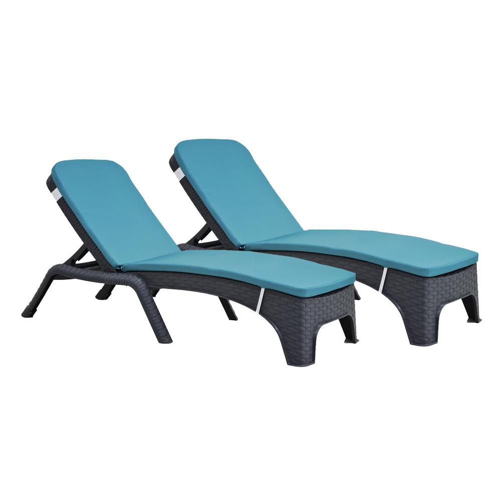 Roma Set of 2 Chaise Lounger w/cushion-Anthracite. Picture 1