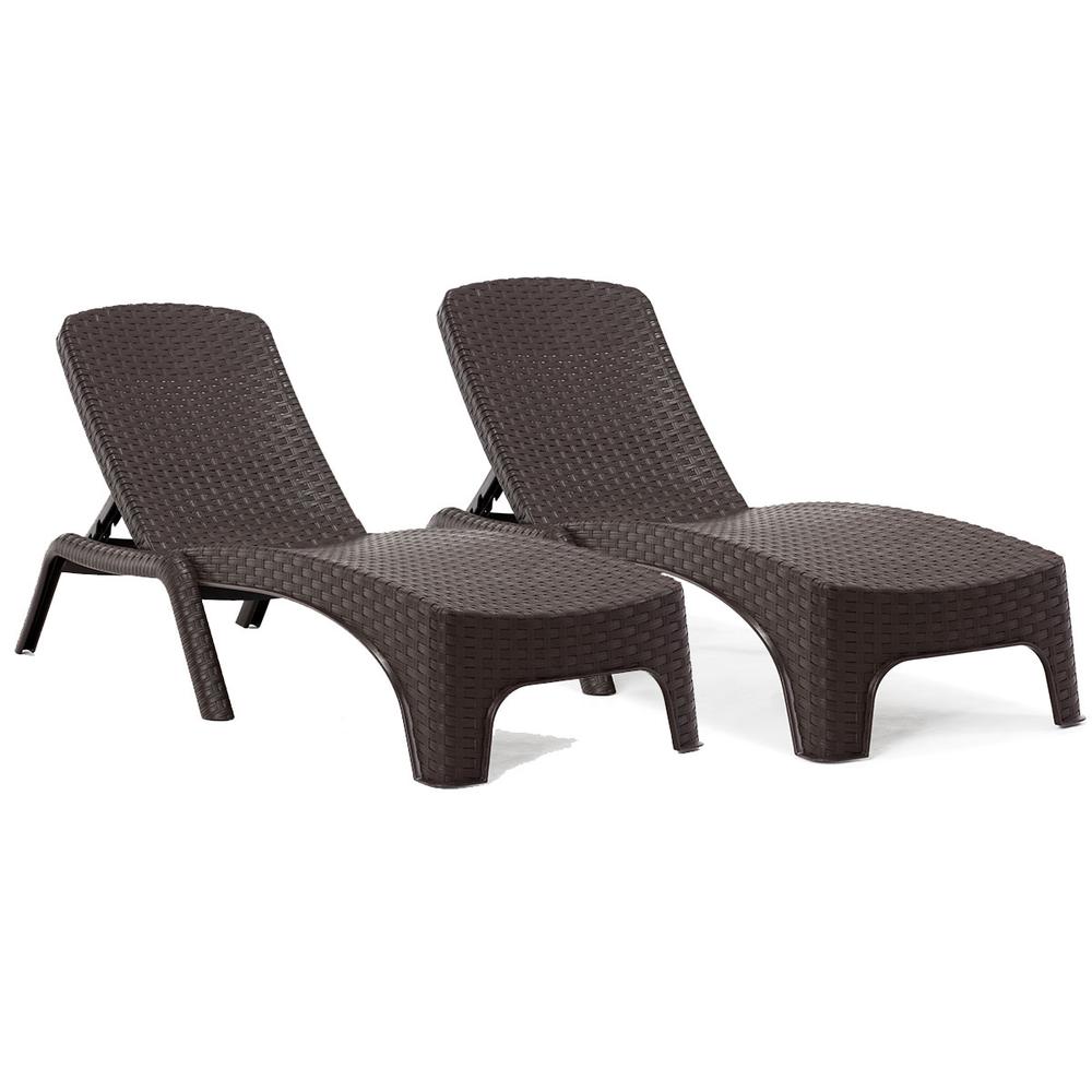 Roma Set of 2 Chaise Lounger-Brown. Picture 1