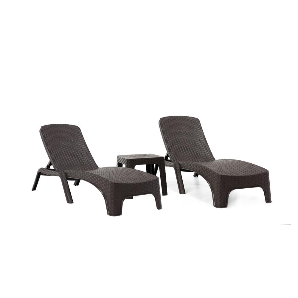 Roma 3-Piece Chaise Lounger Set-Brown. Picture 1