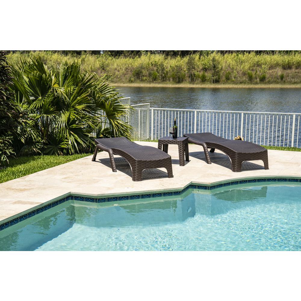Roma 3-Piece Chaise Lounger Set-Brown. Picture 3