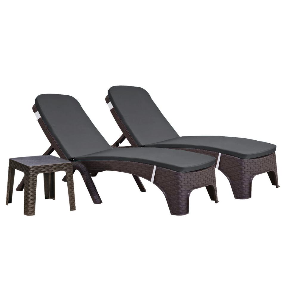Roma 3-Piece Chaise Lounger Set w/cushion Brown. Picture 1