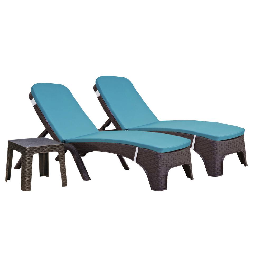 Roma 3-Piece Chaise Lounger Set w/cushion-Brown. Picture 1
