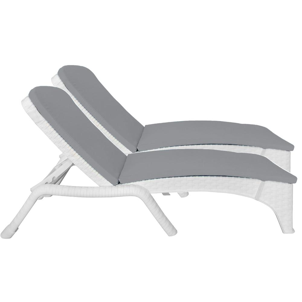 Roma Set of 2 Chaise Lounger w/cushion, White. Picture 1