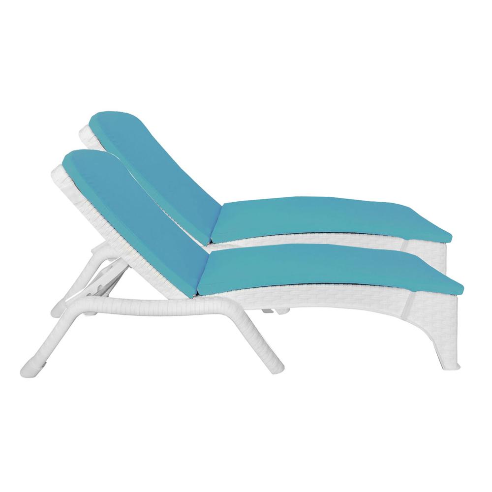 Roma Set of 2 Chaise Lounger w/cushion-White. Picture 1