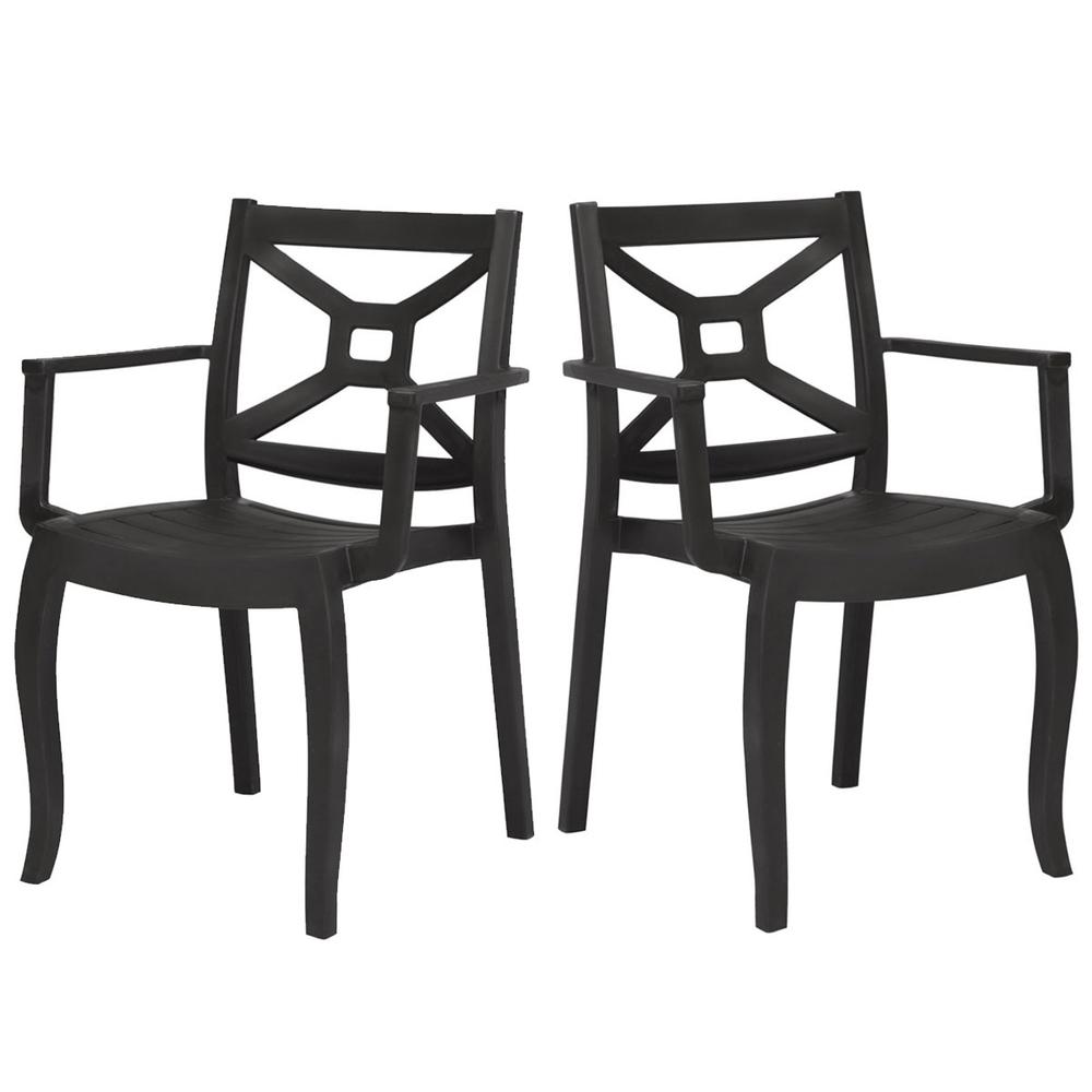 Zeus Set of 4 Stackable Armchair Anthracite. Picture 1