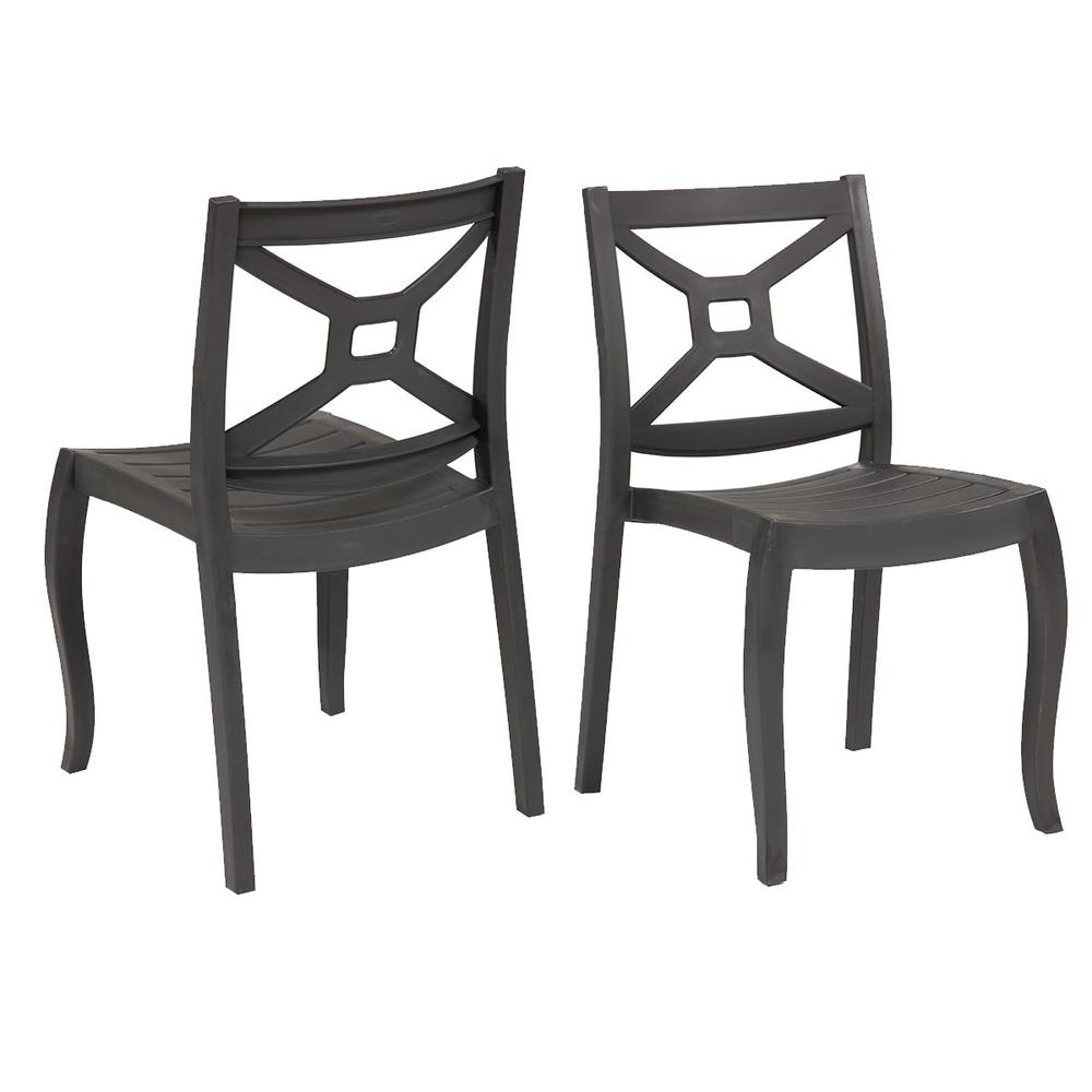 Zeus Set of 4 Stackable Side Chair-Anthracite. Picture 1
