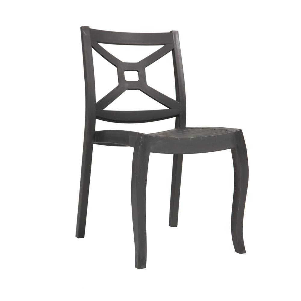 Zeus Set of 4 Stackable Side Chair-Anthracite. Picture 2