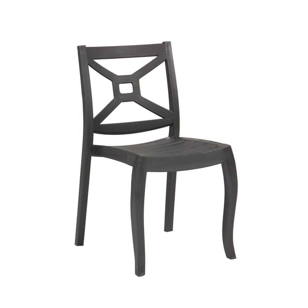 Zeus Set of 4 Stackable Side Chair-Anthracite. Picture 3