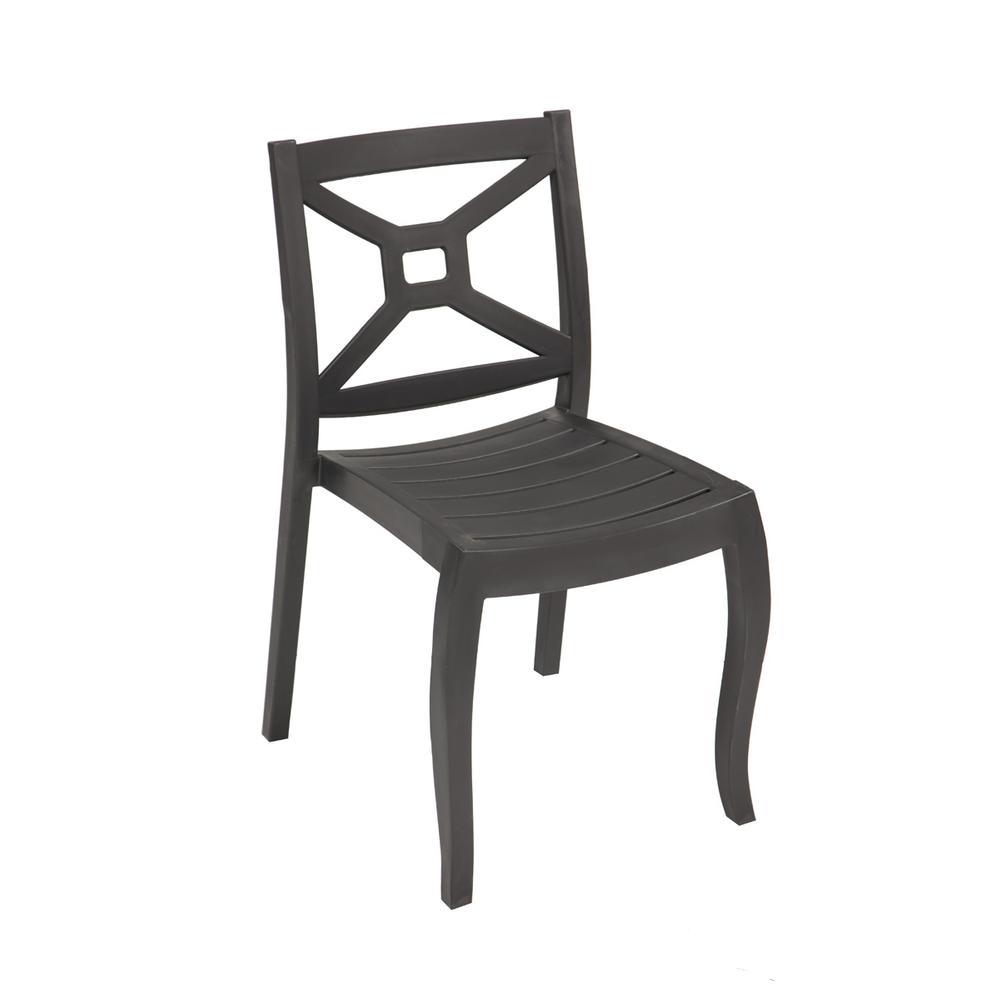 Zeus Set of 4 Stackable Side Chair-Anthracite. Picture 4