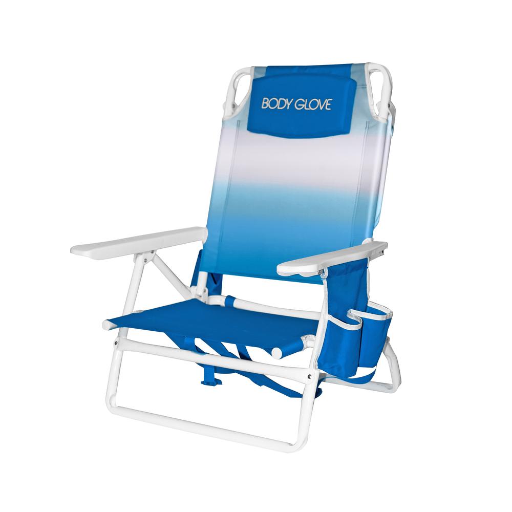 Body Glove - 5 Position Beach Chair - Ombre Neptune Blue. Picture 1