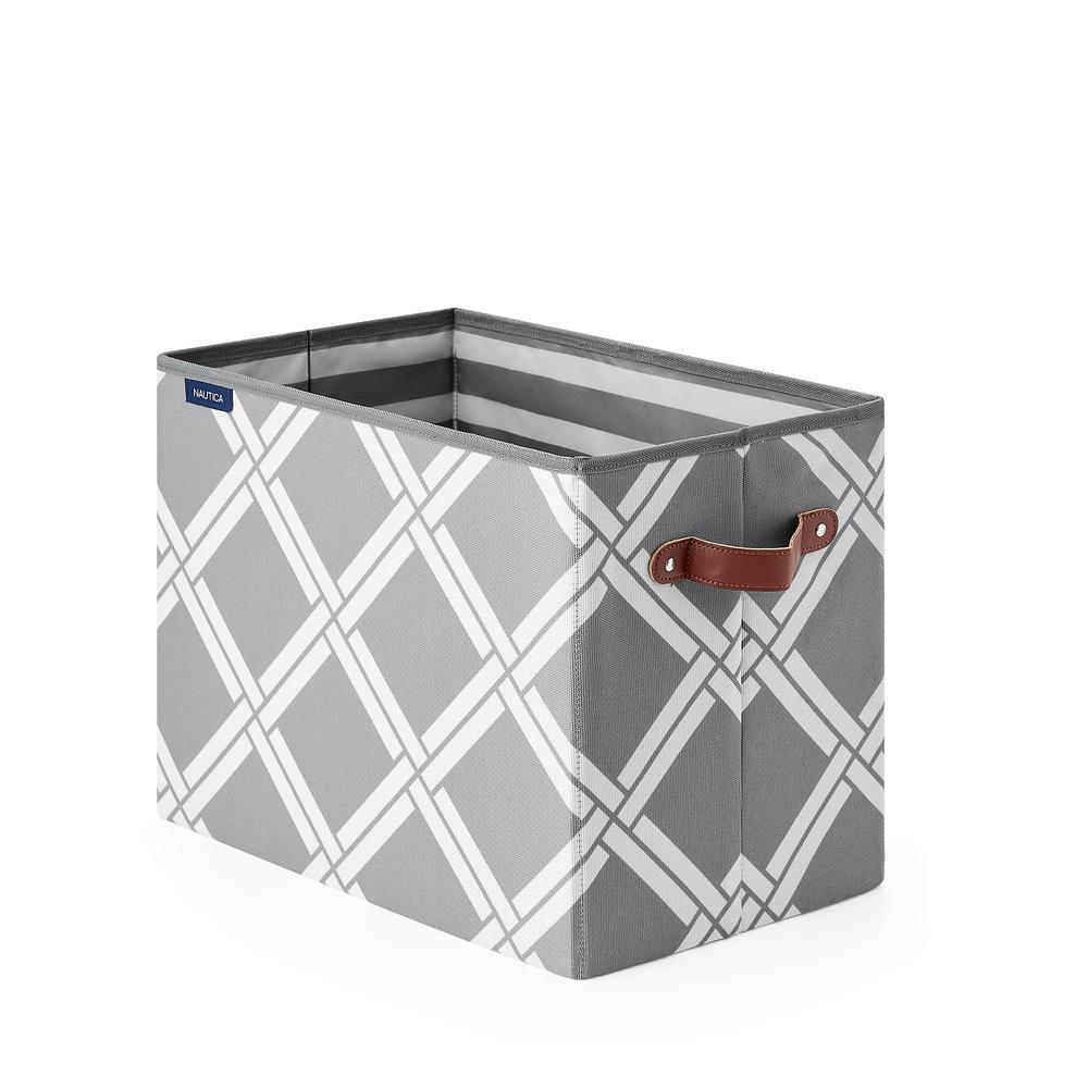 Nautica Foldable Rectangle Storage Bin (no lid) - Grey Box Weave. Picture 3