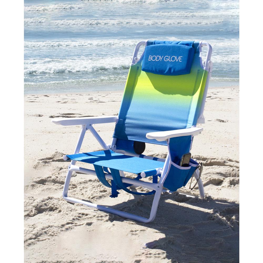 Body Glove - 5 Position Beach Chair - Ombre Cool. Picture 2