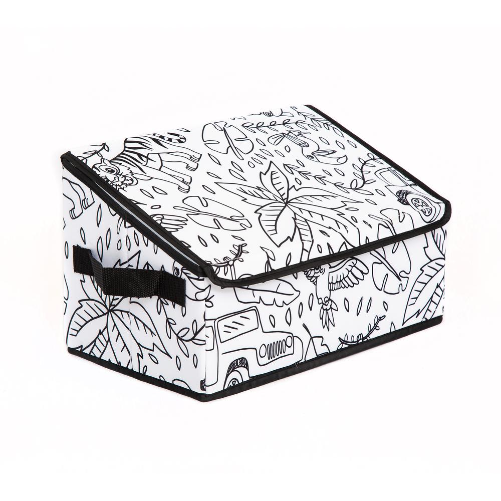 Kid's Coloring Angled Storage Bin with Lid (includes 4 Pack Of Washable Markers) - Jungle Print. Picture 2