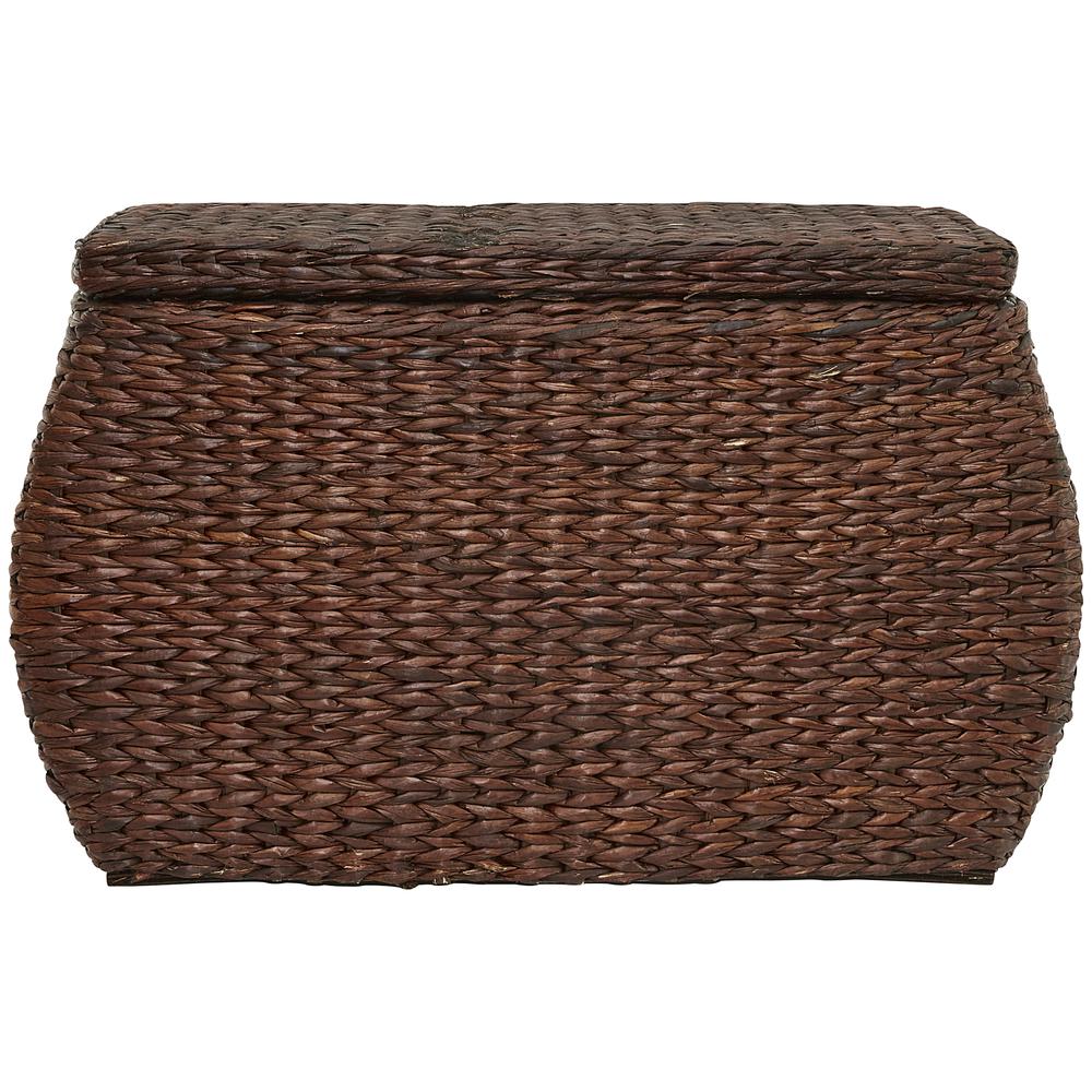 Rectangular Bulge Havana Weave Rush Lined Storage Ottoman With Lift-Off Lid 
 - Espresso. Picture 2