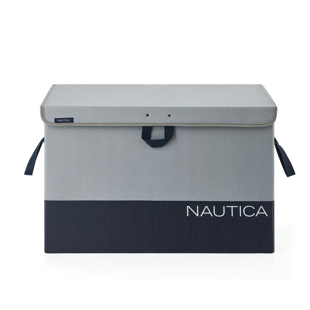 Nautica Foldable Large Storage Trunk with Lid - Grey Block. Picture 1