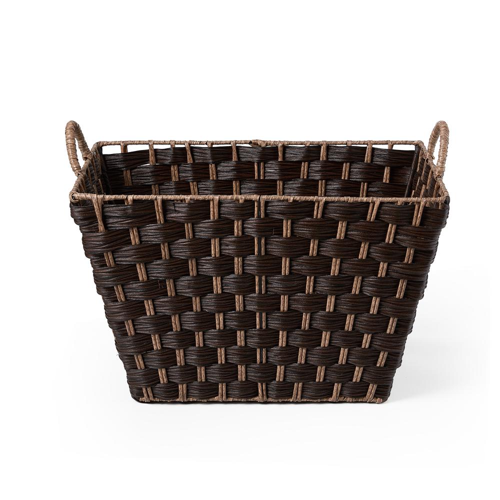 Set Of Three Rectangular Faux Wicker Storage Bins In Combo Weave. Picture 3