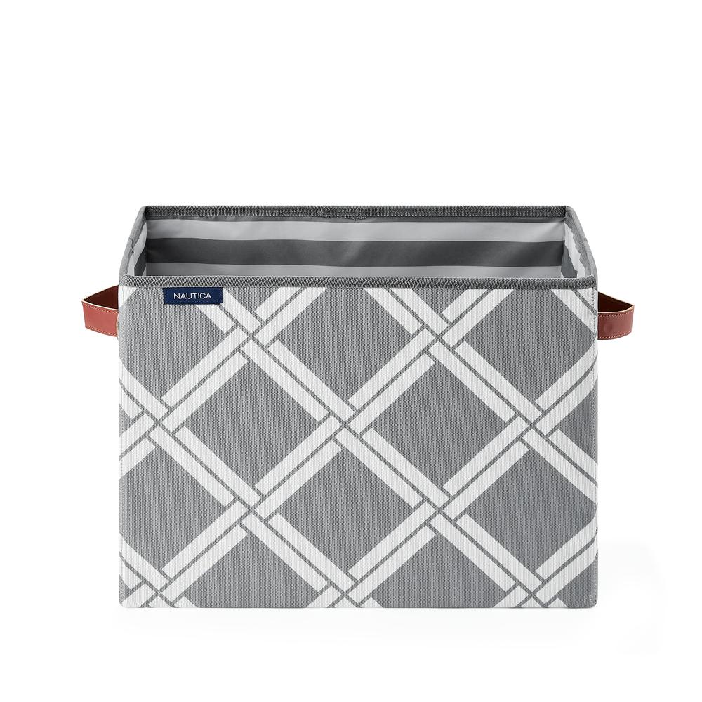 Nautica Foldable Rectangle Storage Bin (no lid) - Grey Box Weave. Picture 1