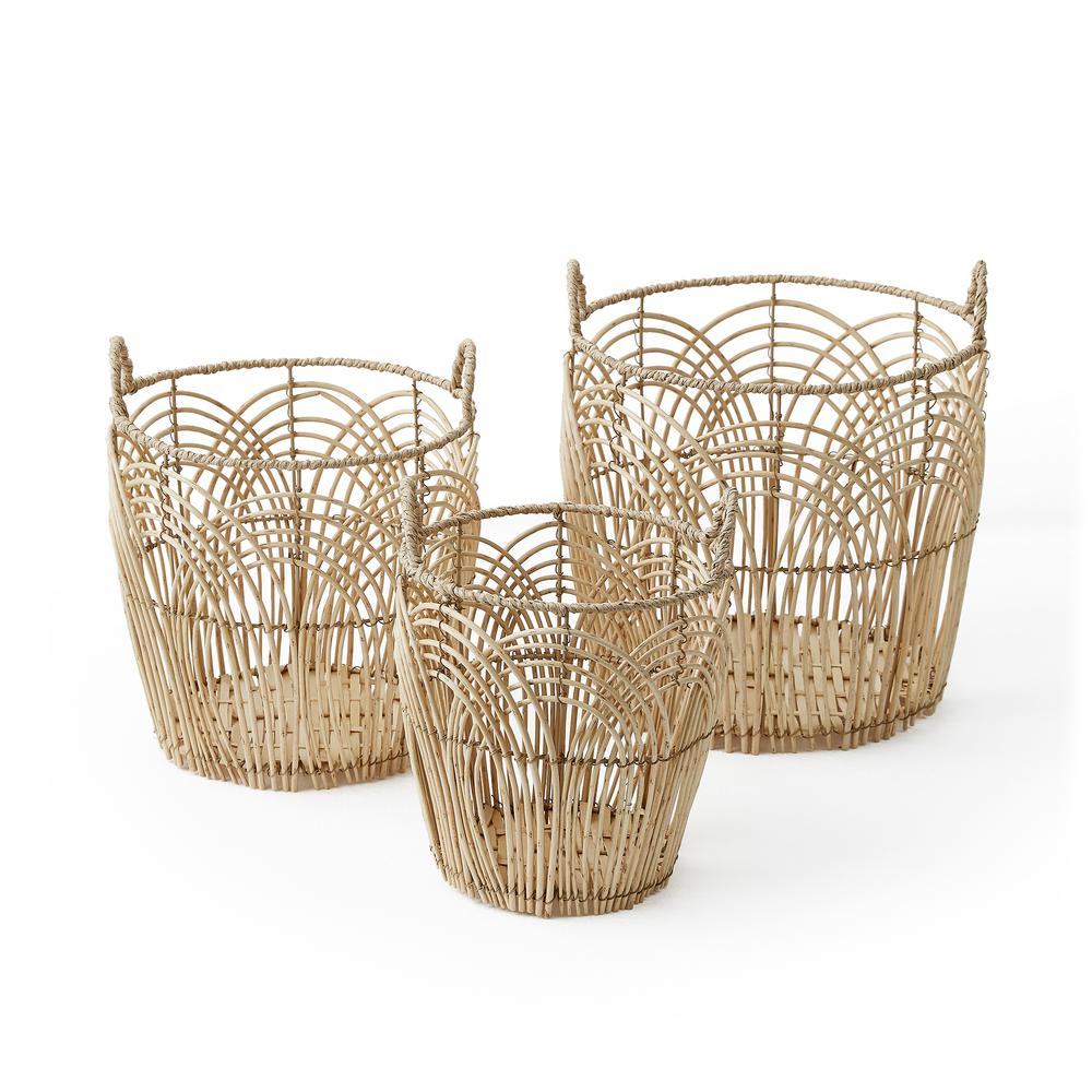 Set Of Three Wire, Willow And Wrapped Rim With Ear Handles. Picture 1