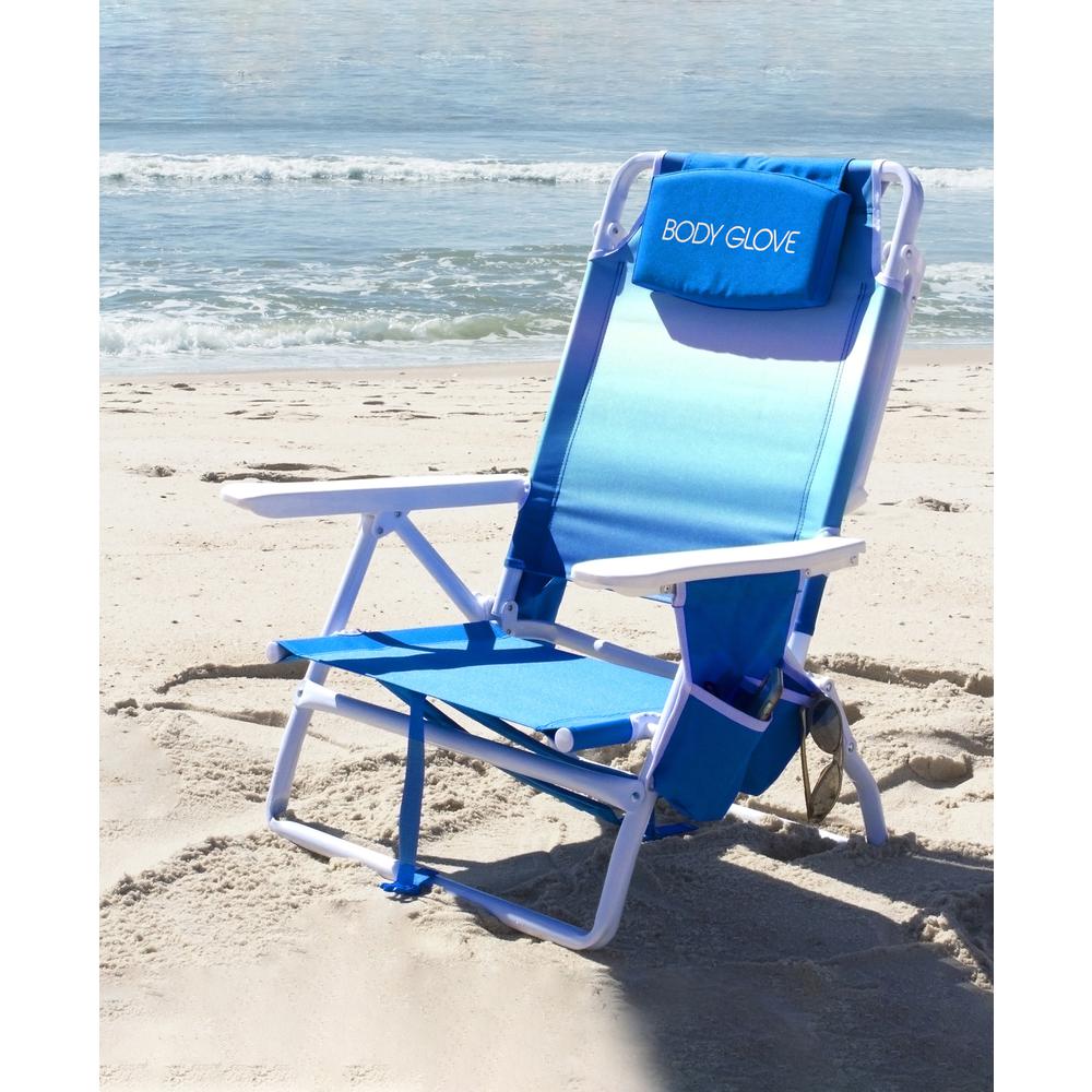 Body Glove - 5 Position Beach Chair - Ombre Neptune Blue. Picture 2
