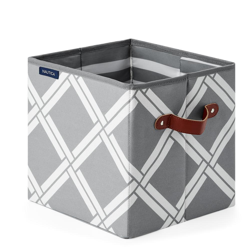 Nautica Foldable Storage Cube - Grey Box Weave. Picture 2