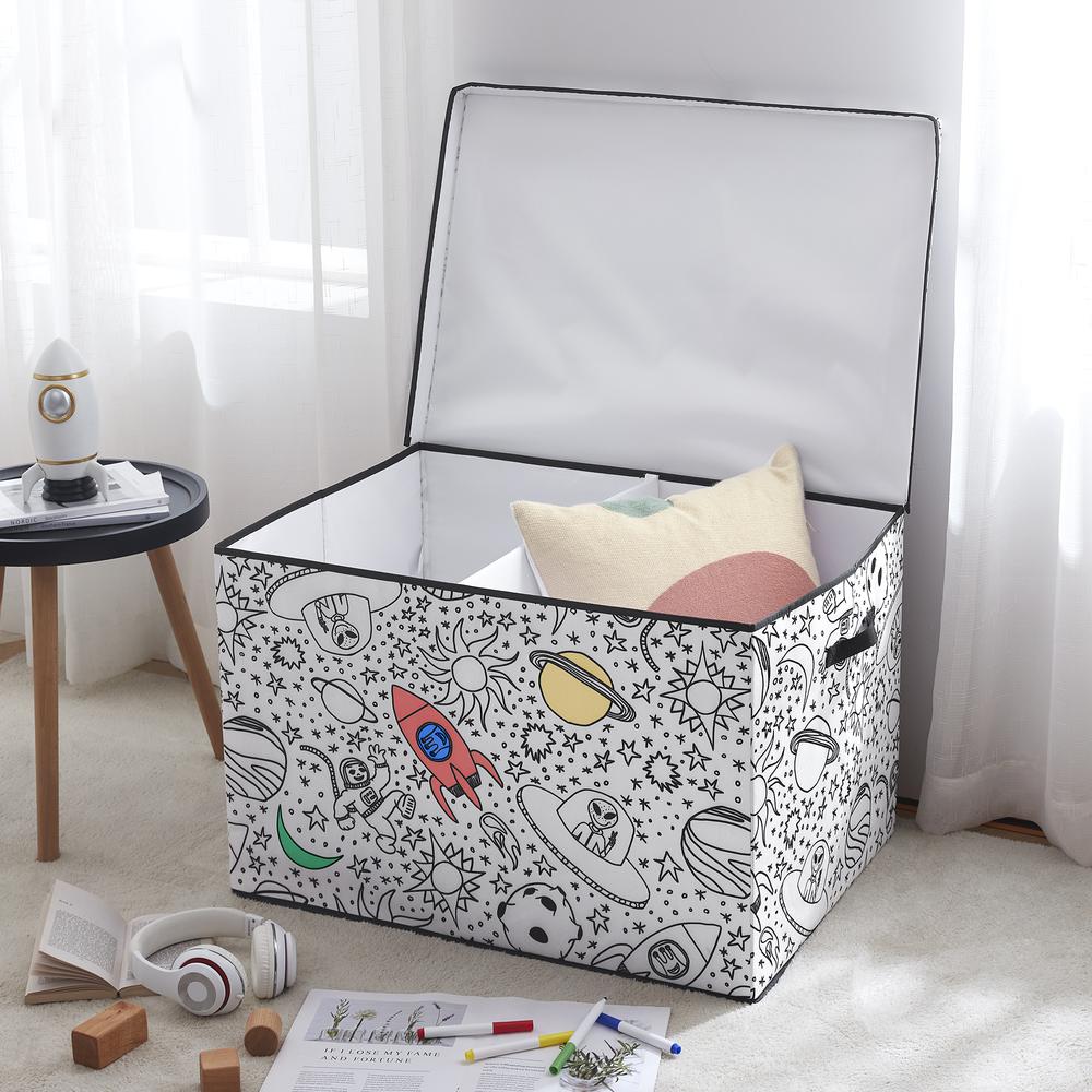 Kid's Coloring Large Trunk with Lid and Removable Divider (includes 4 Pack Of Washable Markers) - Jungle Print. Picture 2