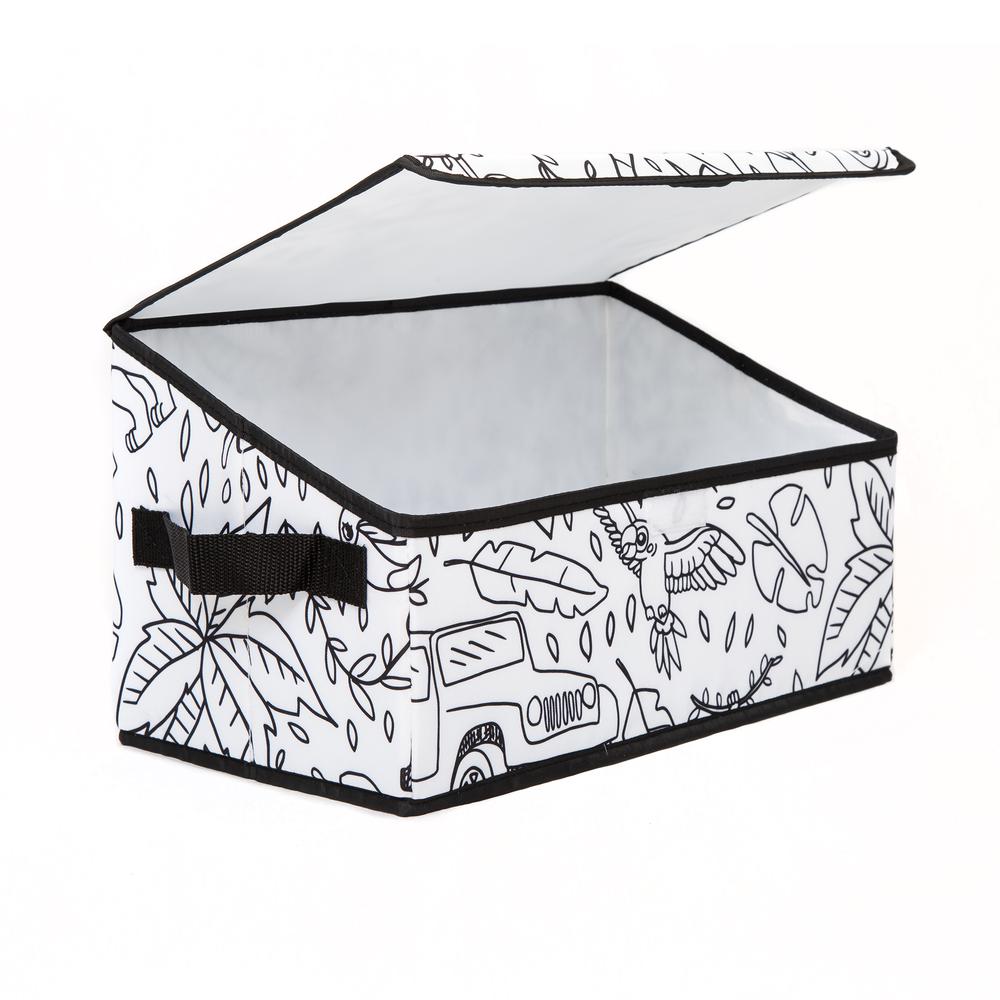 Kid's Coloring Angled Storage Bin with Lid (includes 4 Pack Of Washable Markers) - Jungle Print. Picture 3