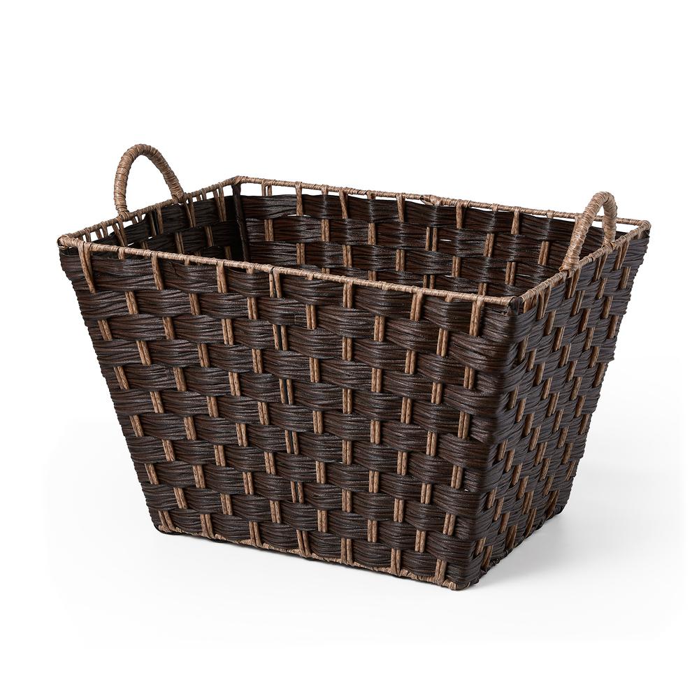 Set Of Three Rectangular Faux Wicker Storage Bins In Combo Weave. Picture 4