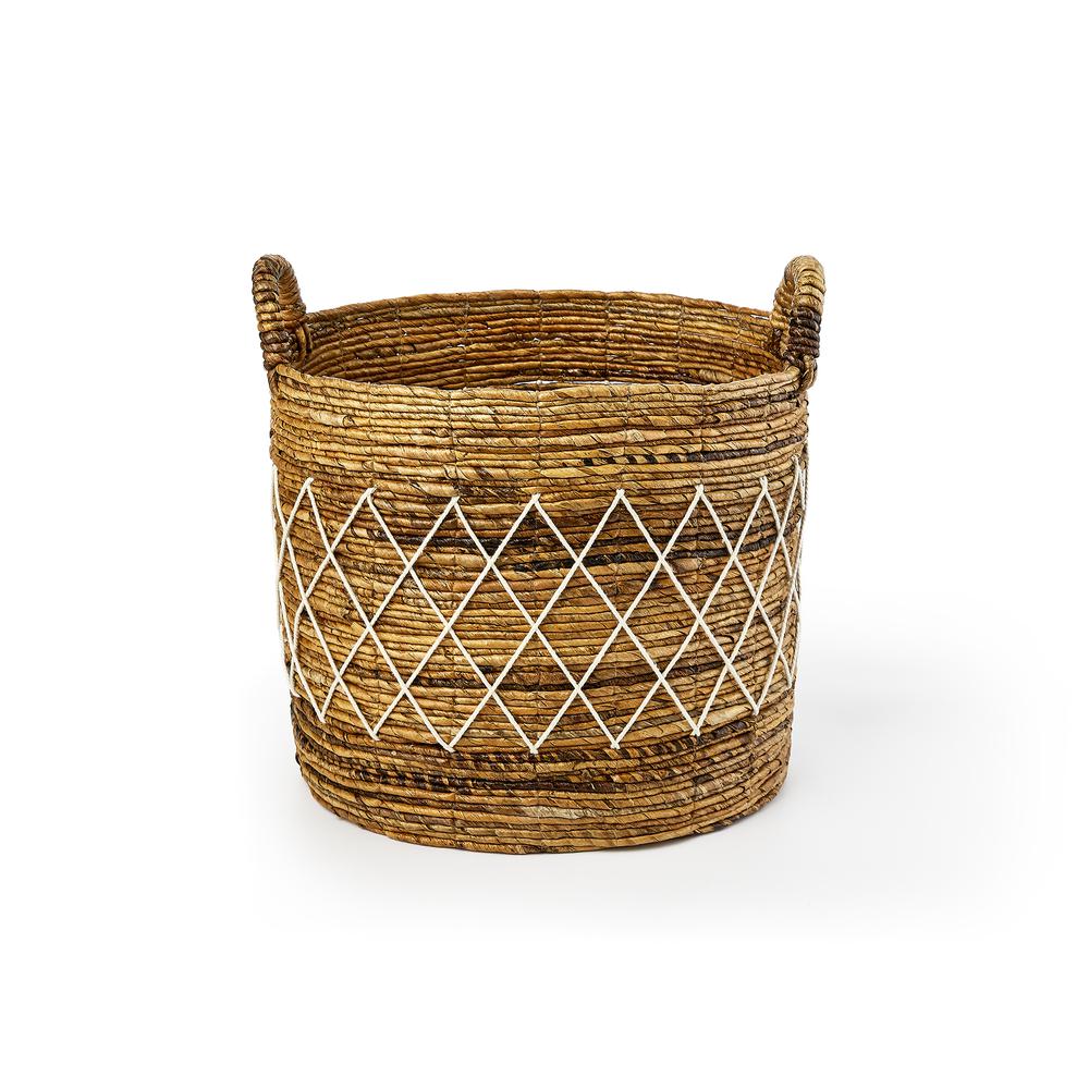Set Of Three Round Open Banana Baskets With Ear Handles And Outside Pattern Like Image. Picture 2